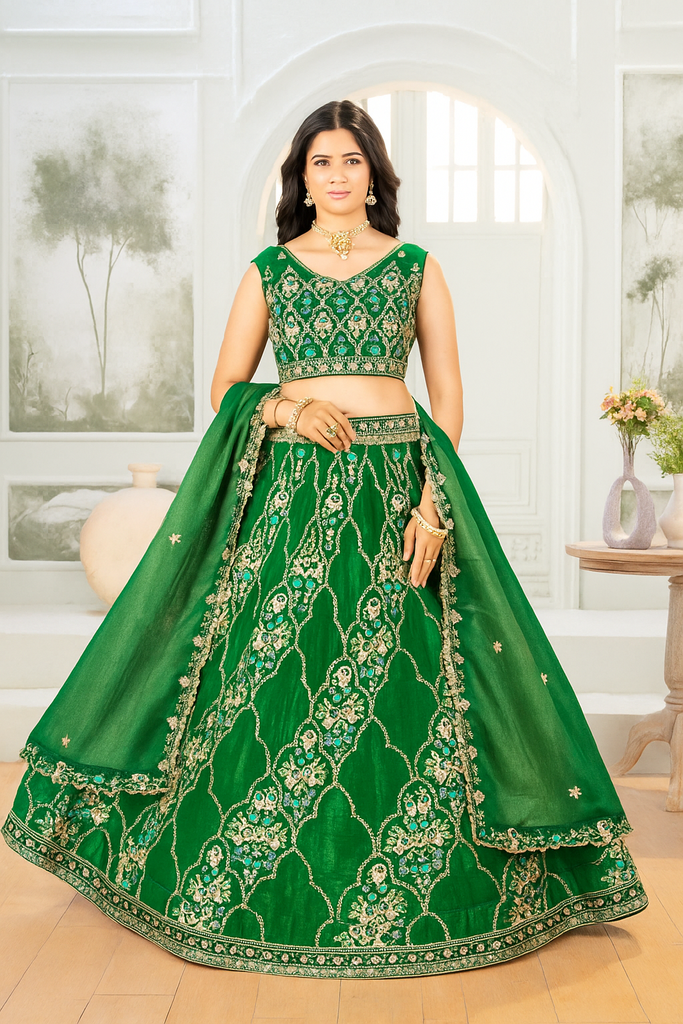 Premium Velvet Lahenga with Zari & Stone Work