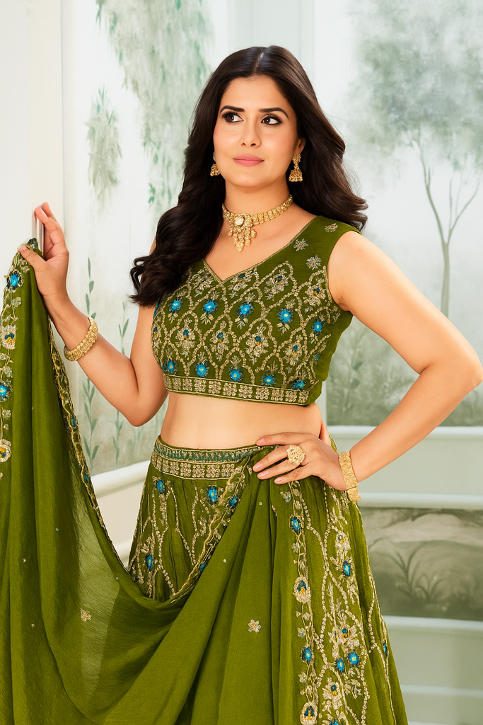 Designer Bridal Lahenga with Heavy Embroidery