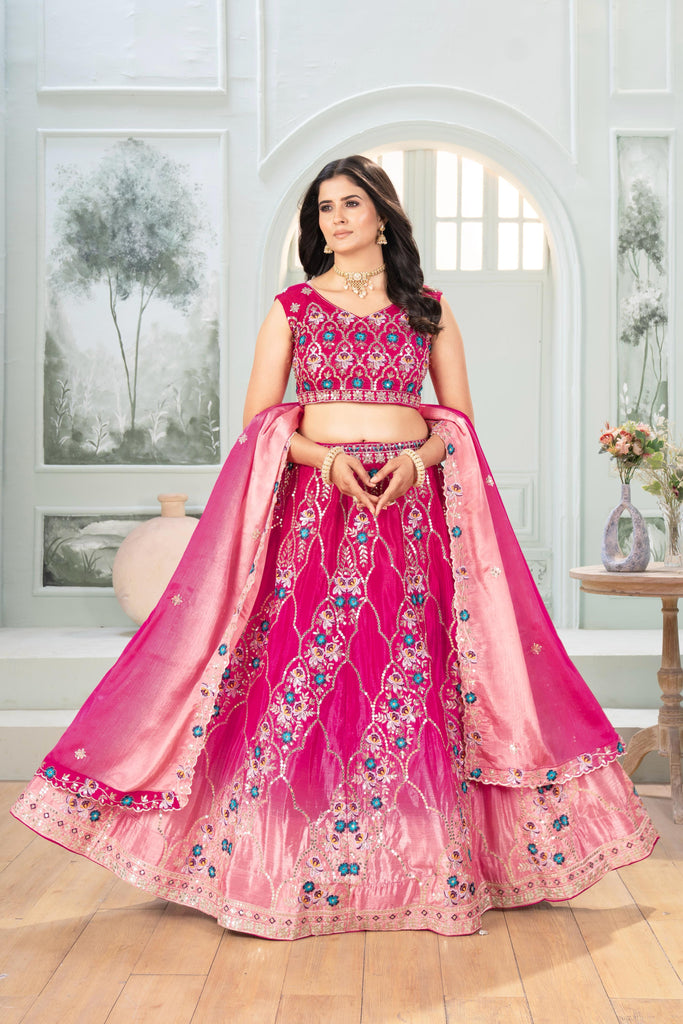Party Wear Georgette Lahenga with Sequins Work