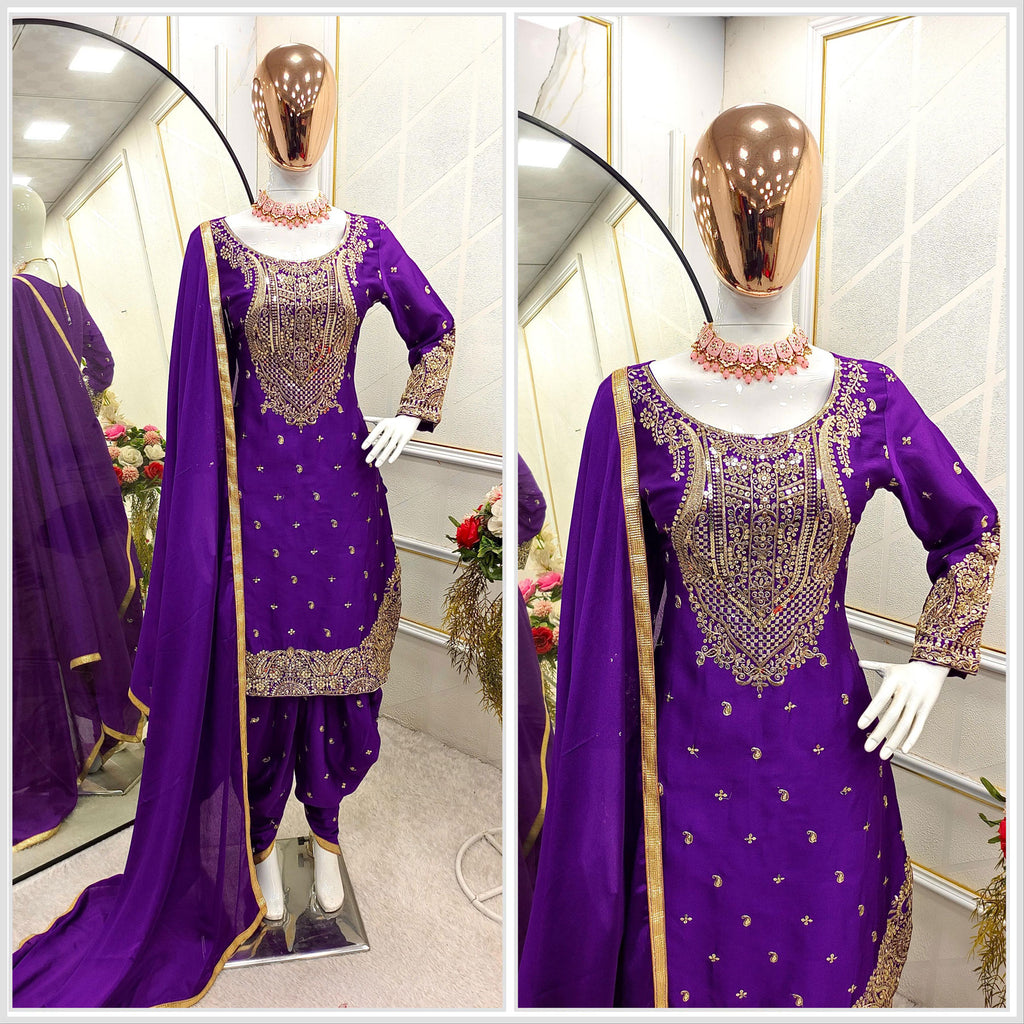 Presenting New Products Pure Cinon Top-Dhoti and Dupatta Set Fully Stitched Ready To Wear