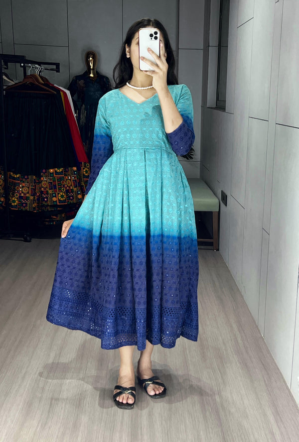 Chikankari Flairy Round Kurti