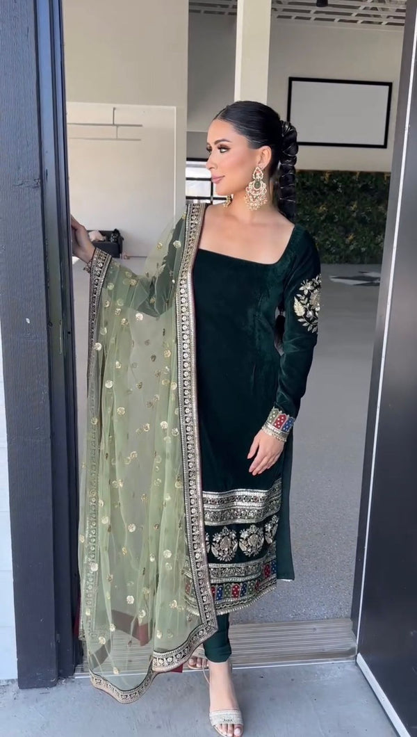 Pure Heavy Viscous Velvet Top Bottom Dupatta