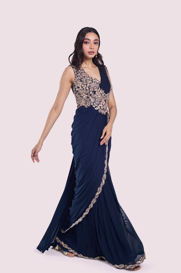 New Super Trending Embroidery cording work ready to wear saree with Embroidery Blouse