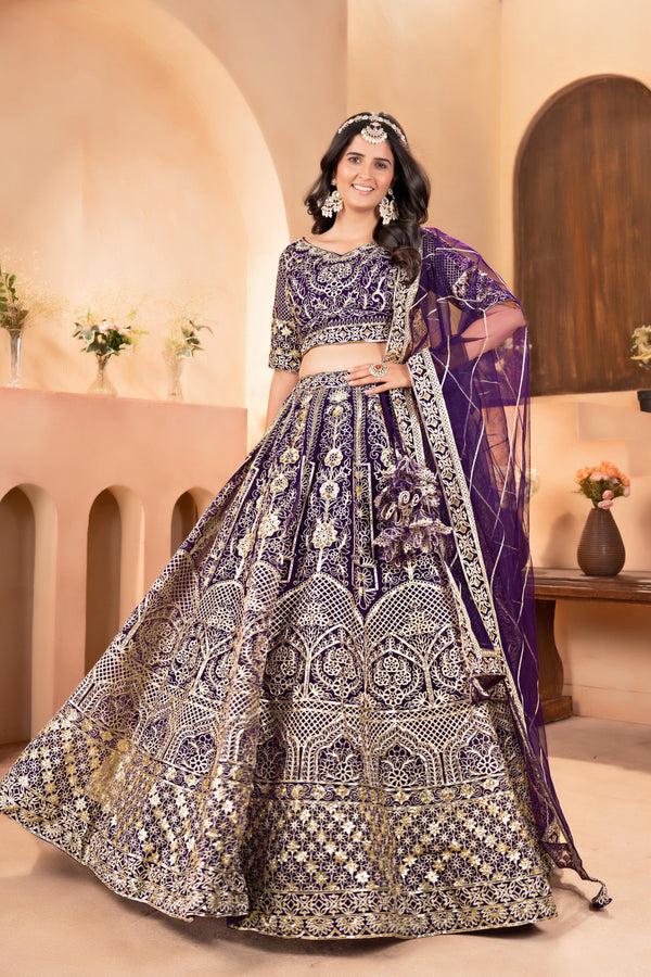 Sequins and Zari Embroidery Work 
Lehenga Choli