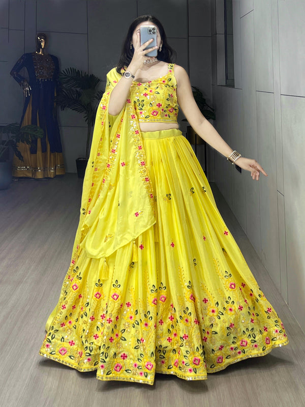 Classical Yellow Embroidery Lehenga Collection