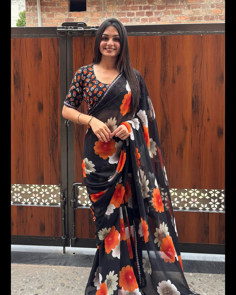 Heavy blooming Georgette saree