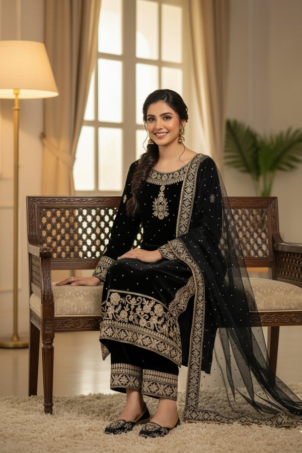 NEW DESIGNER VELVET TOP WITH SHARARA