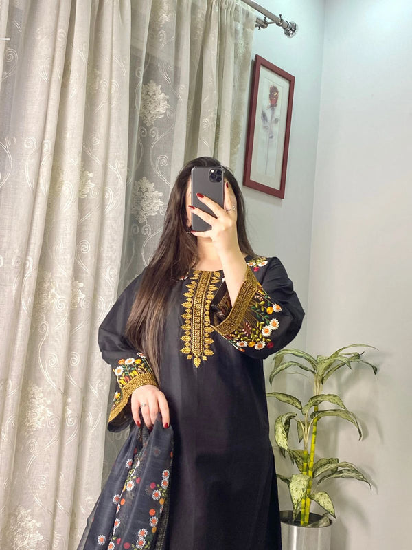 DESIGNER WEAR EXCLUSIVE EMBROIDERED TOP WITH PLAZZO PAIR