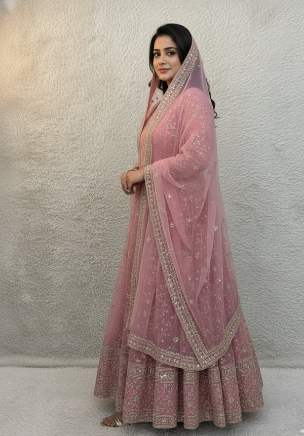 SPACIAL FANCY DESIGN HEAVY EMBROIDERY AND SEQUENCE WORK ANARKALI GOWN-BOTTOM WITH DUPATTA