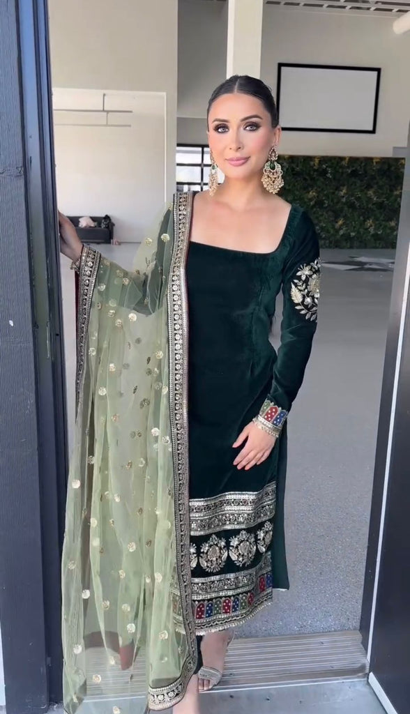 Pure Heavy Viscous Velvet Top Bottom Dupatta