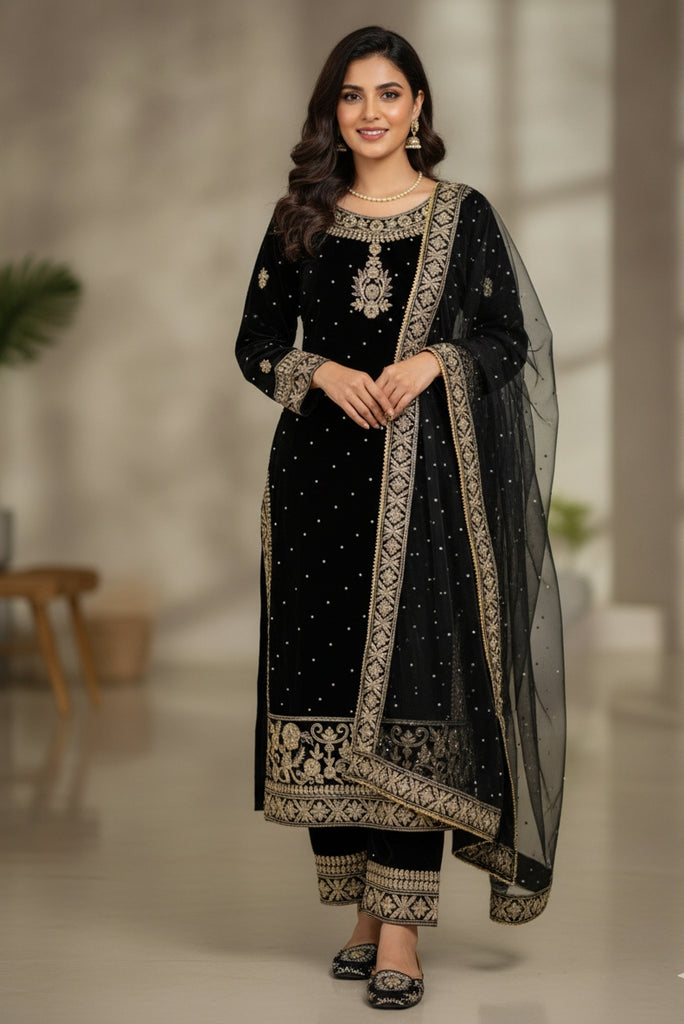 NEW DESIGNER VELVET TOP WITH SHARARA