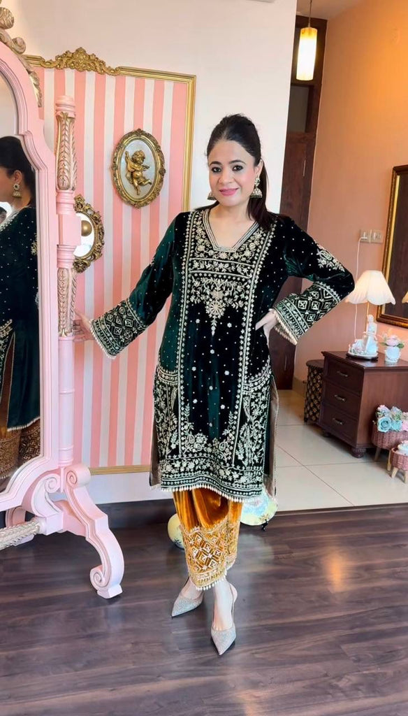 PRESENTING NEW *VELVET* KURTI-PLAZZO SET