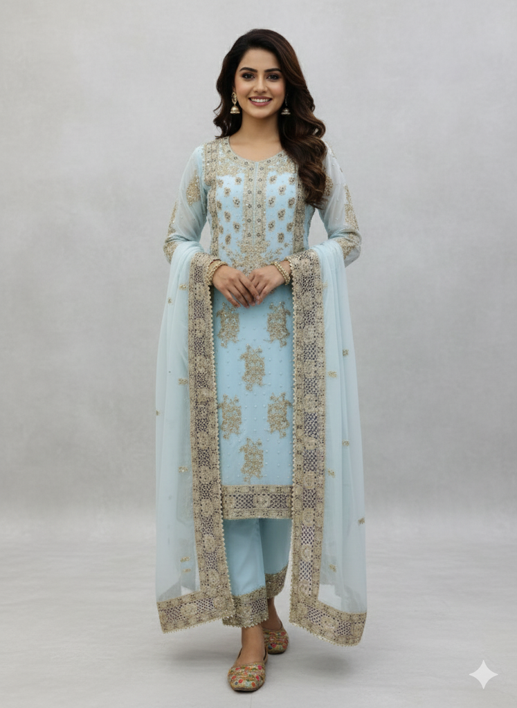 ZB-Series New Designer Party Top Sharara & Dupatta Set