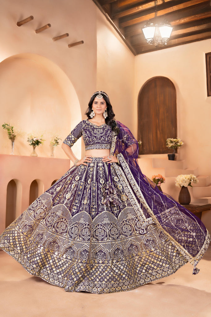 Sequins and Zari Embroidery Work 
Lehenga Choli