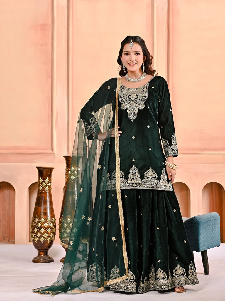 Look Top Sharara Plazzo and Dupatta New Fancy Style
