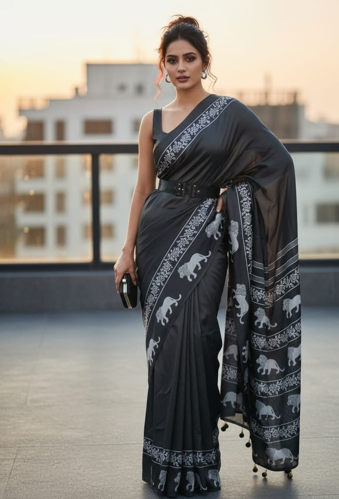 Pure crepe silk saree