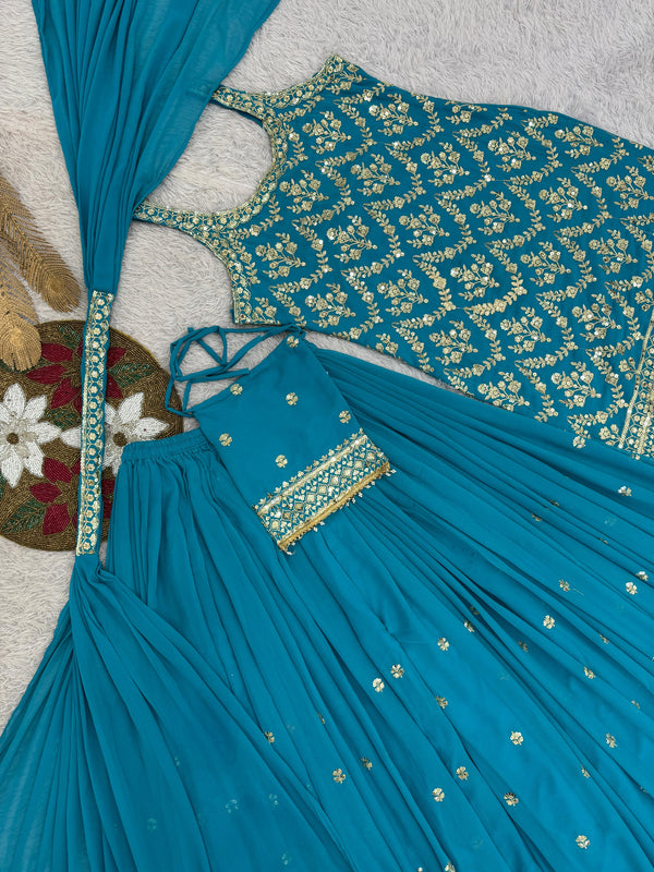 Premium Quality With Embroidery Sequence Worked Top-Plazzo And Dupatta With Pocket Set Fully Stitched Ready To Wear