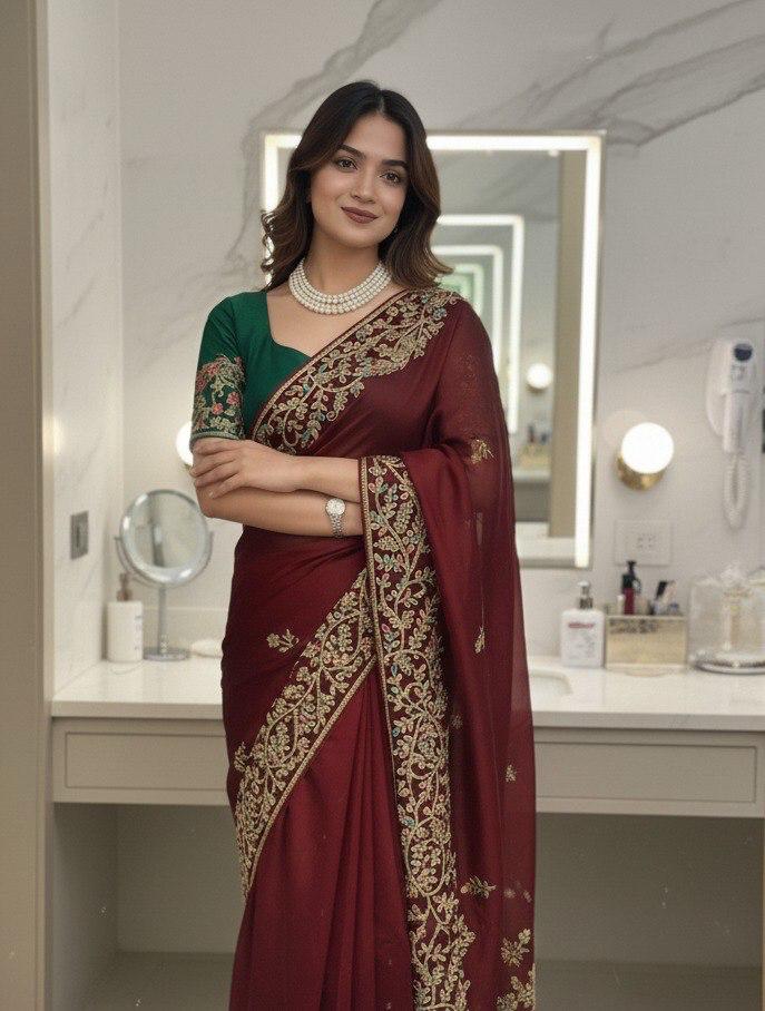 premium Soft Rangoli Silk fabric Saree